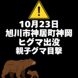 【10月23日】旭川市神居町神岡にヒグマ出没(親子グマ目撃)