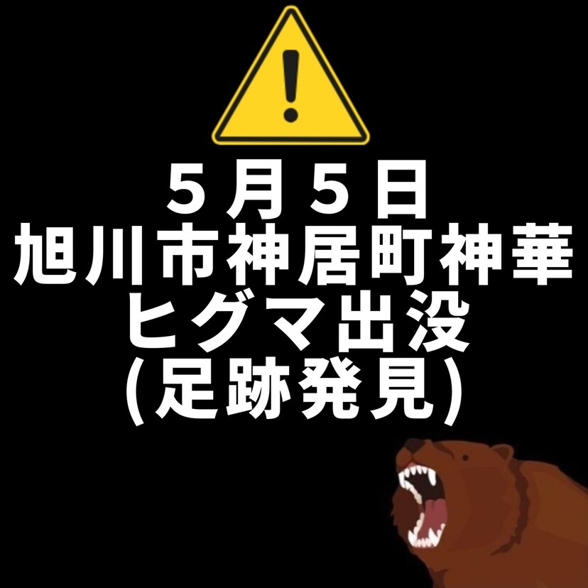 【5月5日】旭川市神居町神華の山道でヒグマの足跡