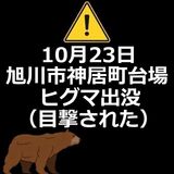 【10月23日】旭川市神居町台場でヒグマ出没（目撃された）