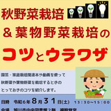 【8月31日】旭川市中央図書館で秋野菜栽培&葉物野菜栽培のコツとウラワザ講座開催