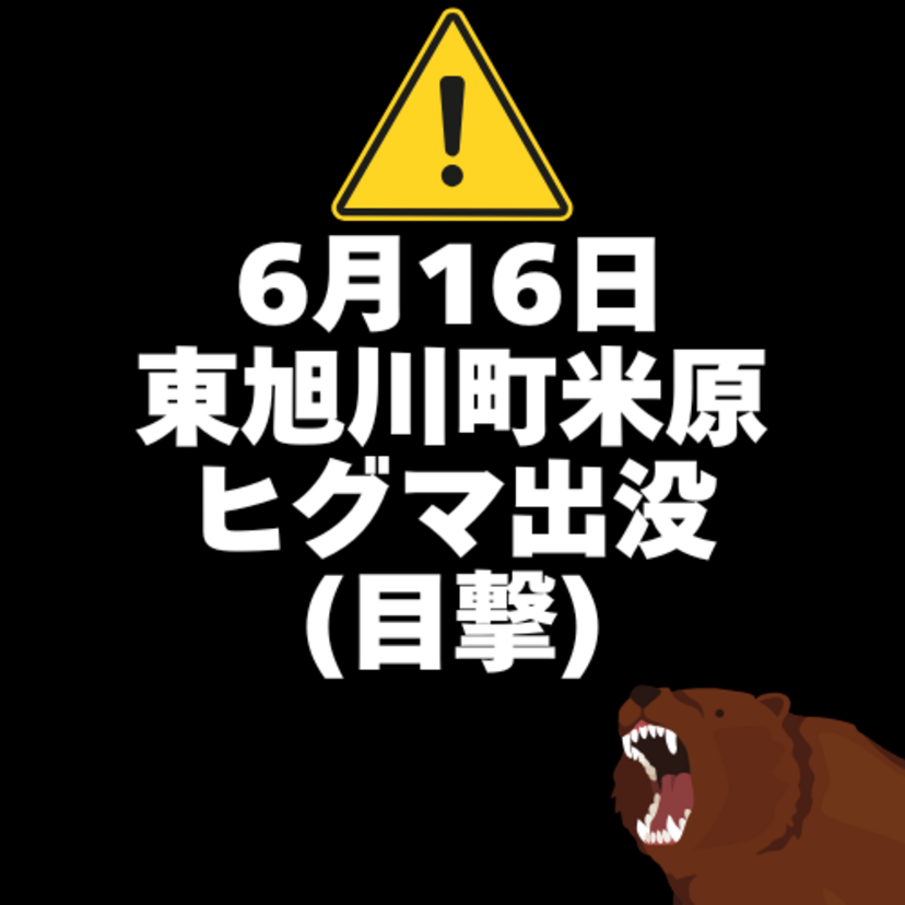 【6月16日】東旭川町米原にヒグマ出没(目撃)