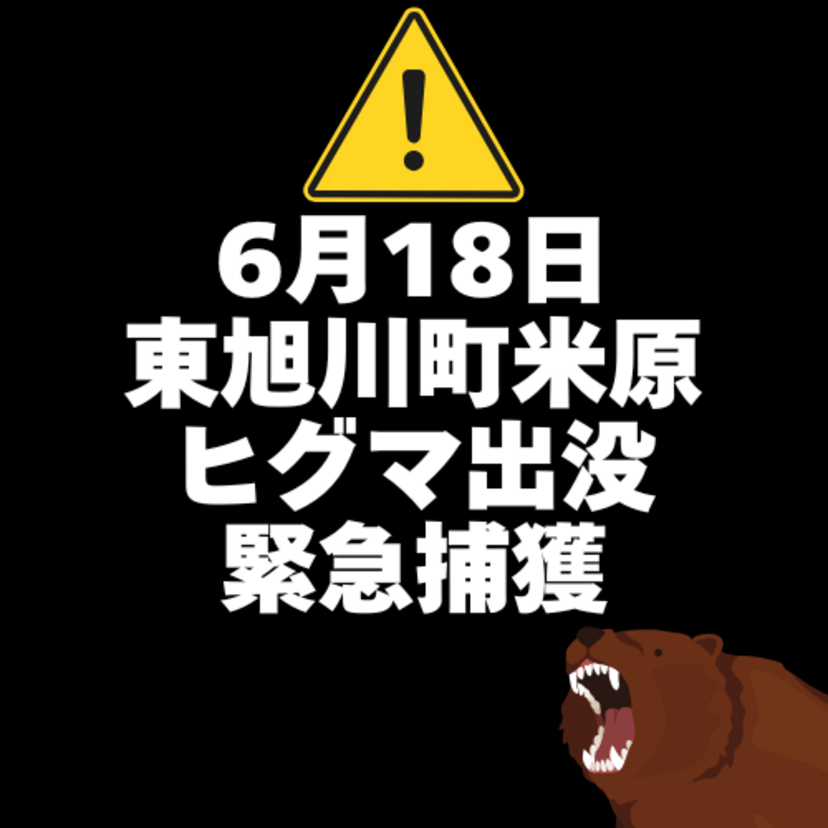 【6月18日】東旭川町米原にヒグマ出没(緊急捕獲)